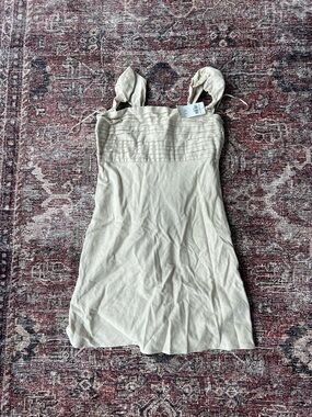 Abercrombie Linen Blend Cream Smocked Strapped Dress